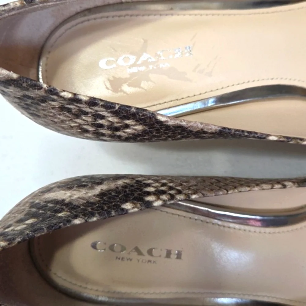 COACH Python Snakeskin Embossed Leather Pointed Toe Pumps Heels Sz 8